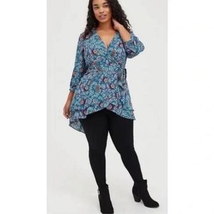 Torrid Midnight Floral Tunic Wrap Top